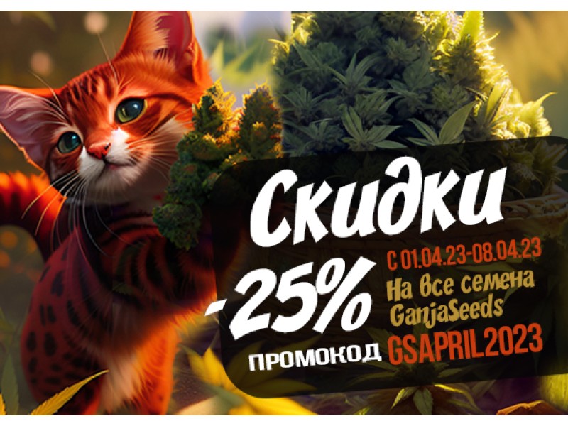 - 25% на семена конопли GanjaSeeds!