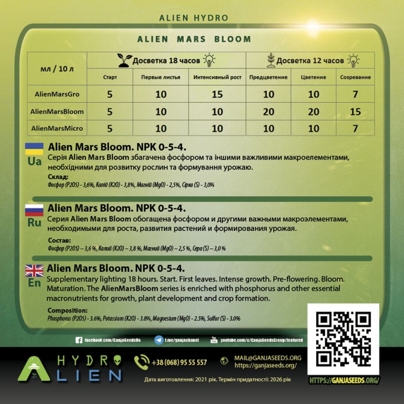 AlienMarsBloom - трехкомпонентное удобрение