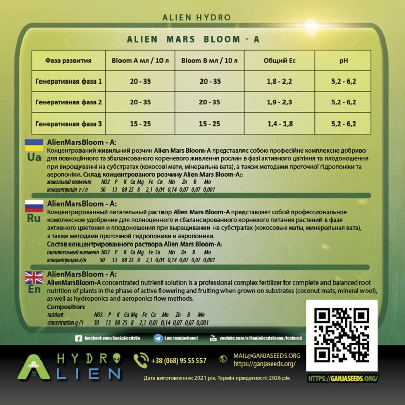AlienMarsBloom (A и B) - двухкомпонентное удобрение