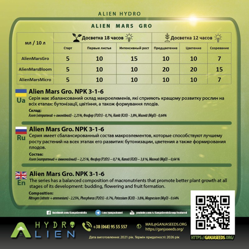 AlienMarsGro - трехкомпонентное удобрение